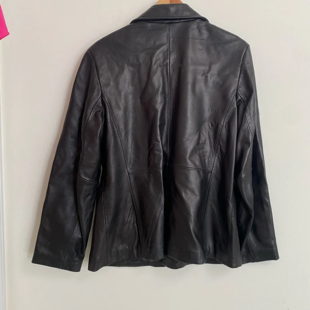 Siena Studio Classic Black Leather Jacket Size 14 - Picture 5 of 6